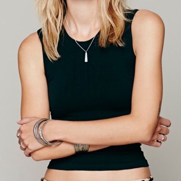 Intimately Free People Black Crop Muscle Top Sz S - Picture 1 of 9
